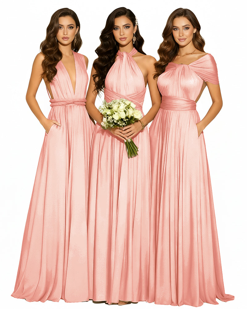 Convertible Infinity Dress with Pockets Multi-Way Wrap Style Regular Plus size Wedding Bridal Party Bridemaids Gowncoral 