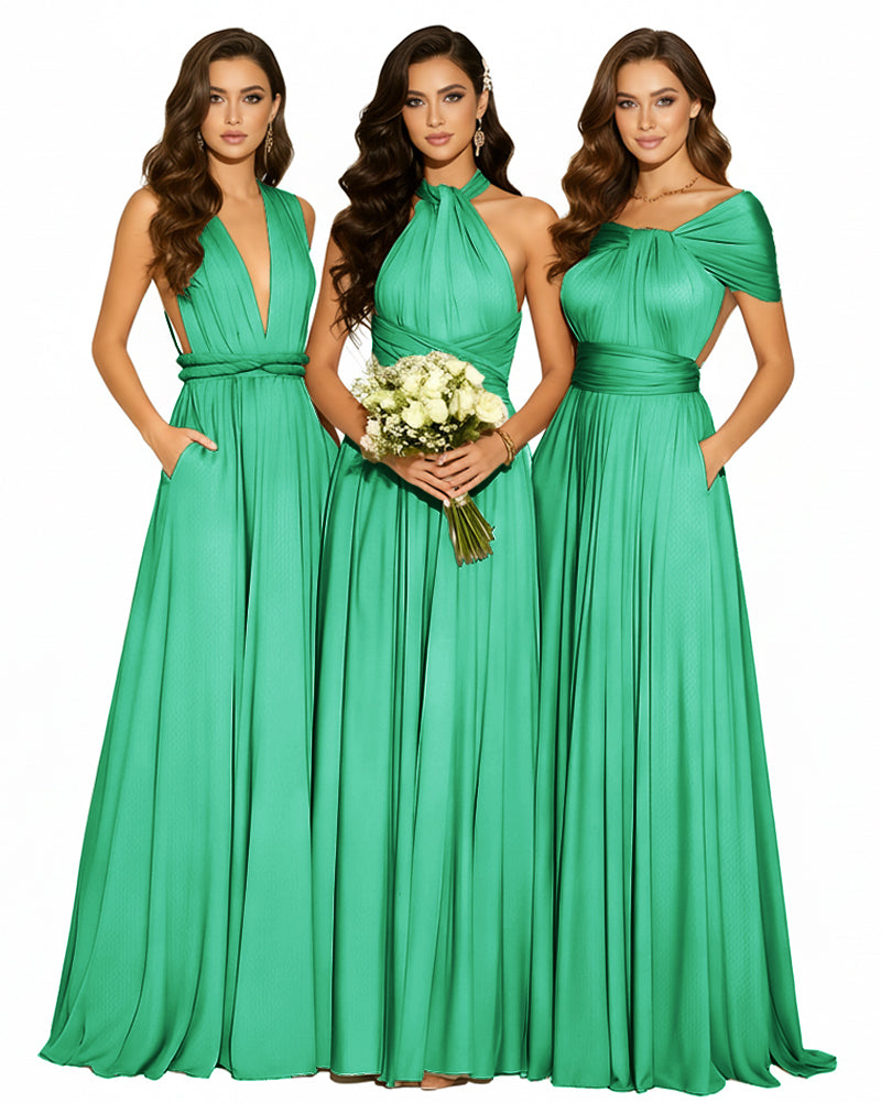 Convertible Infinity Dress with Pockets Multi-Way Wrap Style Regular Plus size Wedding Bridal Party Bridemaids Gownemerald 