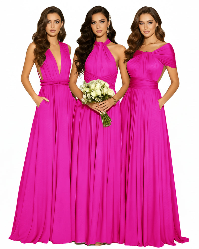 Convertible Infinity Dress with Pockets Multi-Way Wrap Style Regular Plus size Wedding Bridal Party Bridemaids Gownfuchsia 