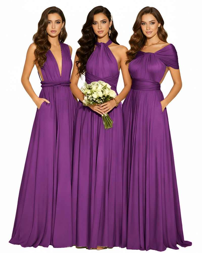 Convertible Infinity Dress with Pockets Multi-Way Wrap Style Regular Plus size Wedding Bridal Party Bridemaids Gowngrape 