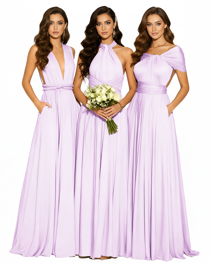 Convertible Infinity Dress with Pockets Multi-Way Wrap Style Regular Plus size Wedding Bridal Party Bridemaids Gownlilac 
