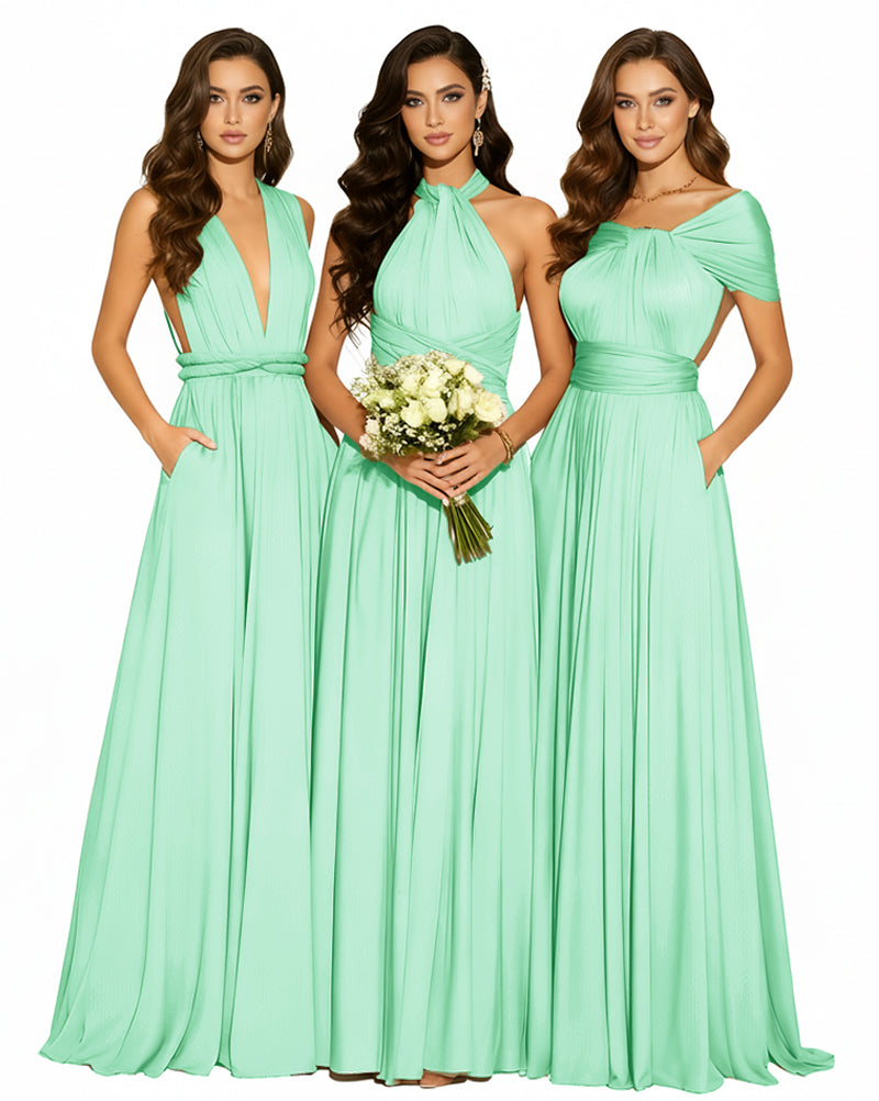 Convertible Infinity Dress with Pockets Multi-Way Wrap Style Regular Plus size Wedding Bridal Party Bridemaids Gownmint green 