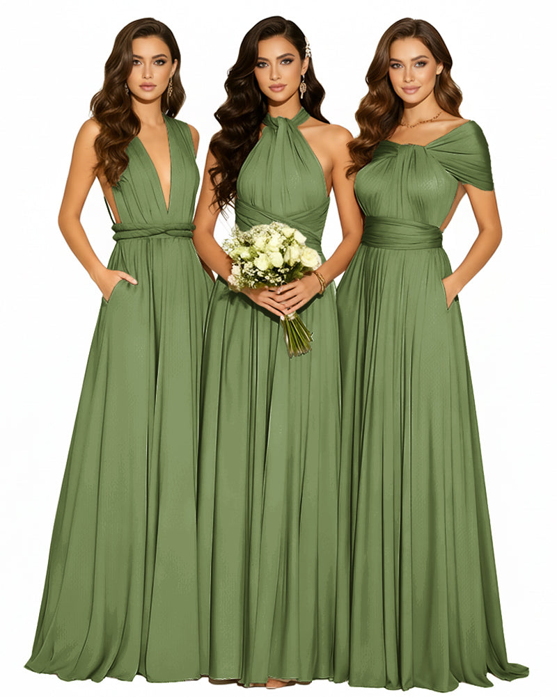 Convertible Infinity Dress with Pockets Multi-Way Wrap Style Regular Plus size Wedding Bridal Party Bridemaids Gownolive 