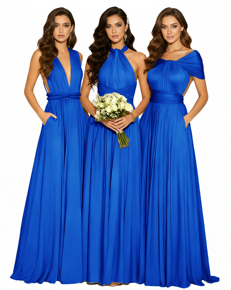 Convertible Infinity Dress with Pockets Multi-Way Wrap Style Regular Plus size Wedding Bridal Party Bridemaids Gownroyal blue 