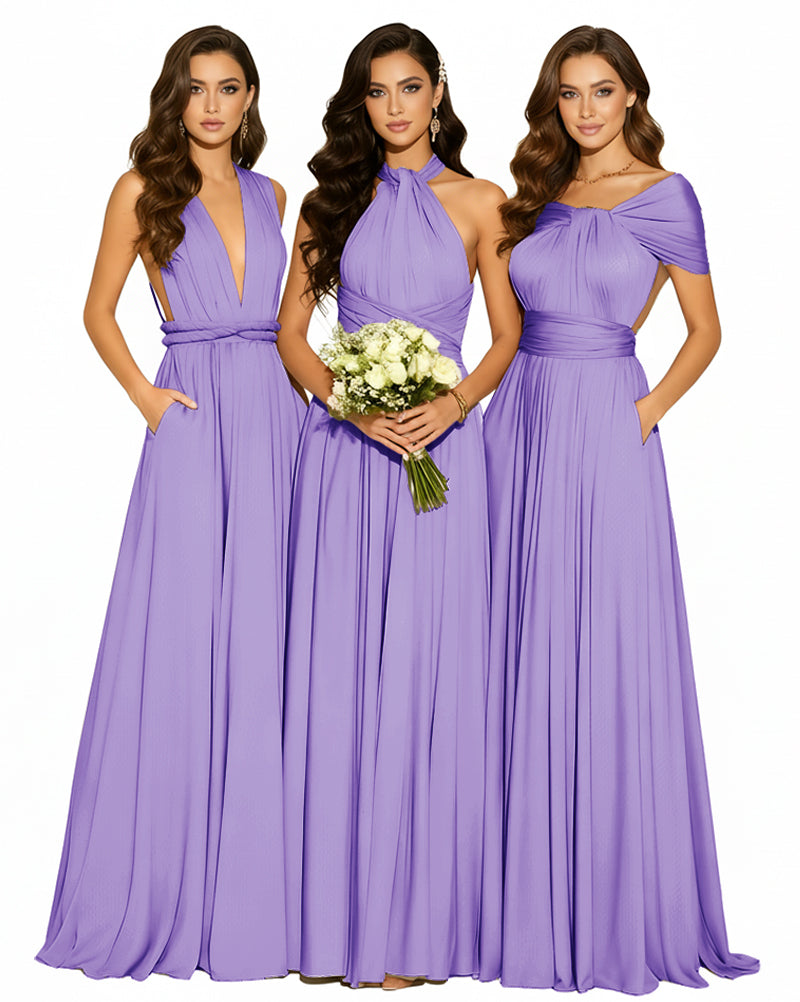 Convertible Infinity Dress with Pockets Multi-Way Wrap Style Regular Plus size Wedding Bridal Party Bridemaids Gown