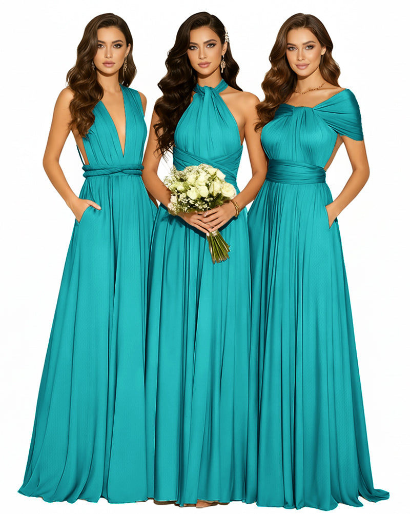 Convertible Infinity Dress with Pockets Multi-Way Wrap Style Regular Plus size Wedding Bridal Party Bridemaids Gownteal green 