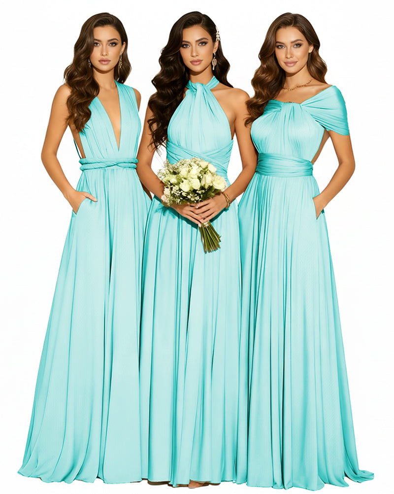 Convertible Infinity Dress with Pockets Multi-Way Wrap Style Regular Plus size Wedding Bridal Party Bridemaids Gownturquoise 