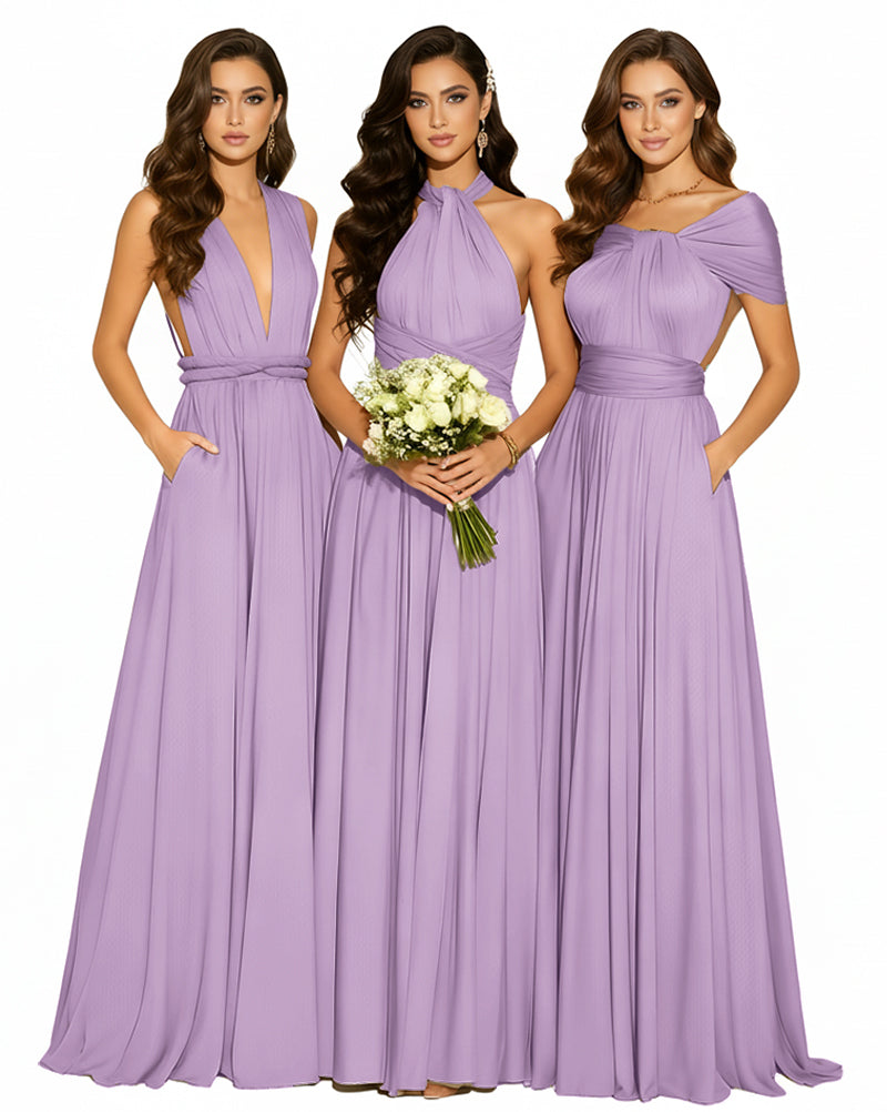 Convertible Infinity Dress with Pockets Multi-Way Wrap Style Regular Plus size Wedding Bridal Party Bridemaids Gownwisteria mauve 