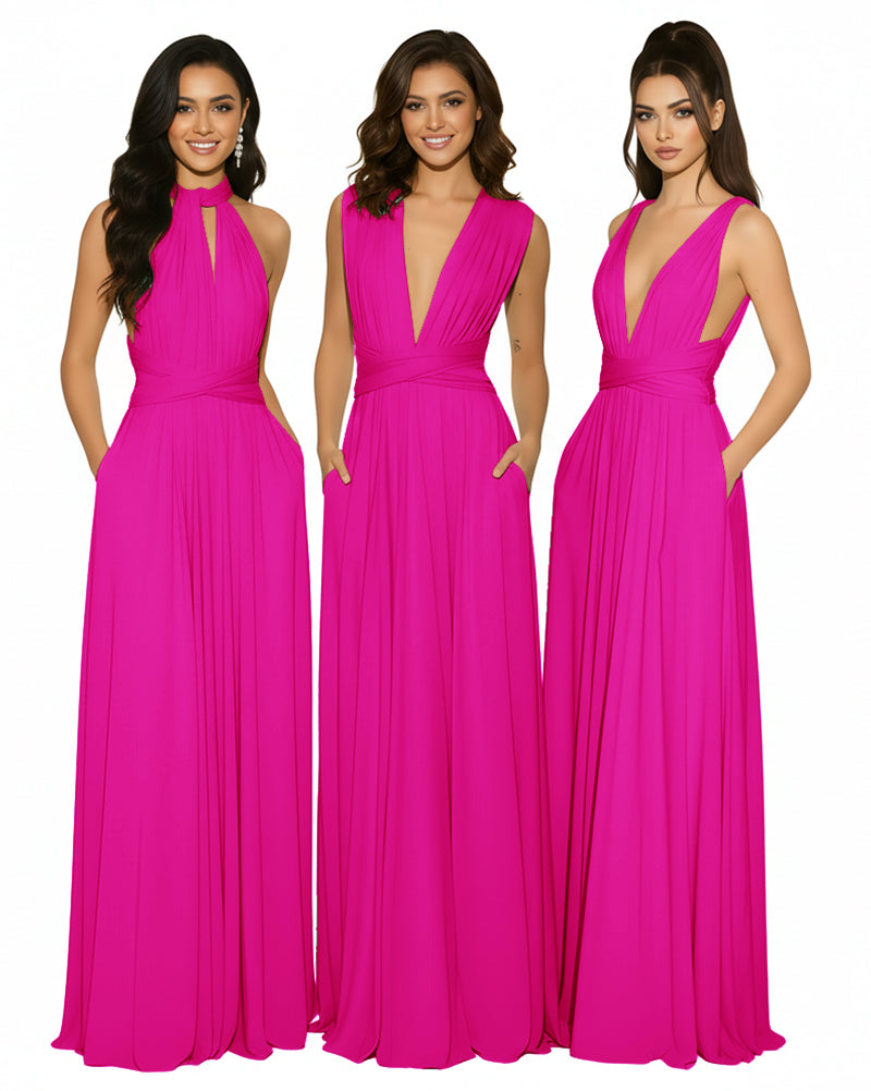 Convertible Infinity Dress with Pockets for Bridesmaids Multiway and Convertible Regular Plus size Wedding Bridal Party Bridemaids Gown fuchsia 