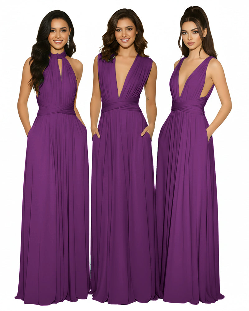 Convertible Infinity Dress with Pockets for Bridesmaids Multiway and Convertible Regular Plus size Wedding Bridal Party Bridemaids Gown grape 