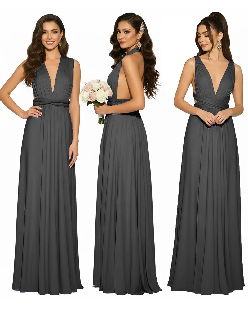 Multiway Convertible Infinity Wrap Maxi Dress Regular Plus size Wedding Bridal Party Bridemaids Gownblack 