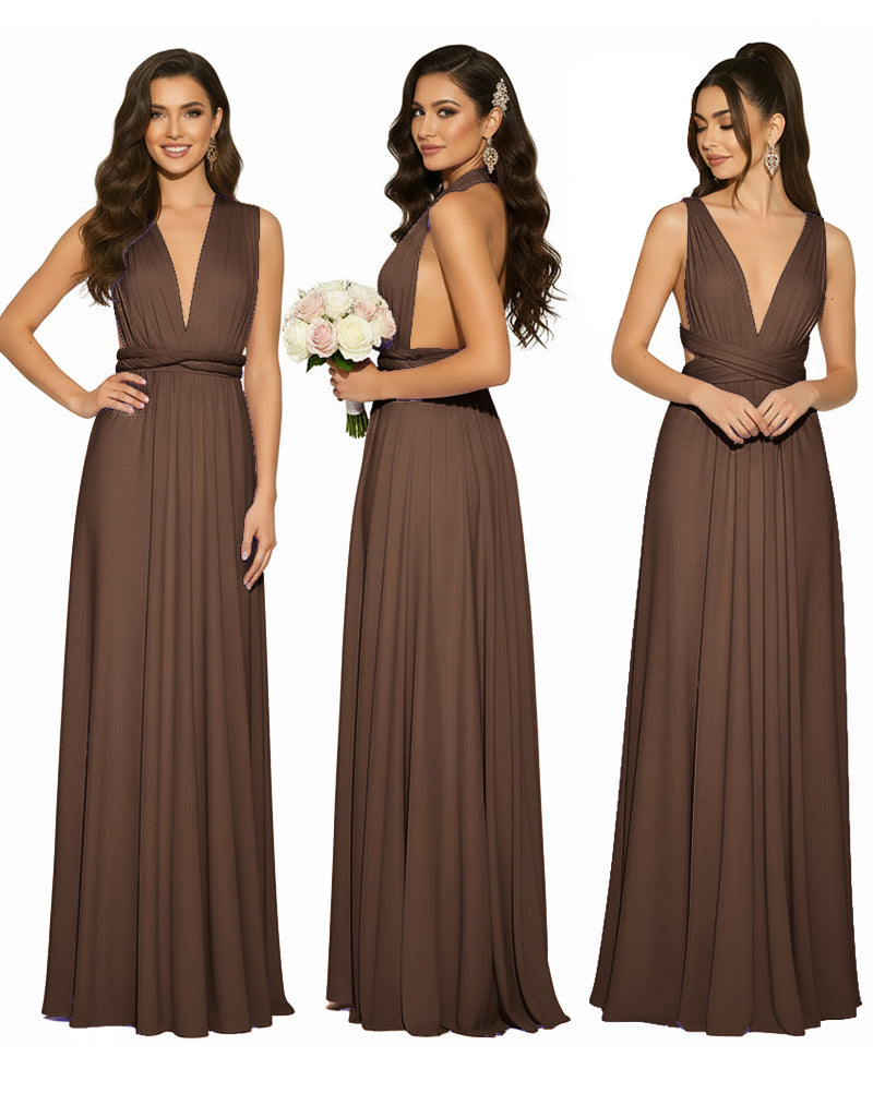 Multiway Convertible Infinity Wrap Maxi Dress Regular Plus size Wedding Bridal Party Bridemaids Gownbrown 