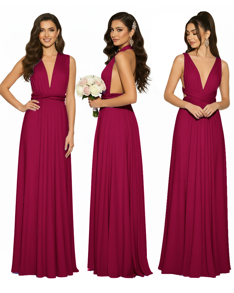 Multiway Convertible Infinity Wrap Maxi Dress Regular Plus size Wedding Bridal Party Bridemaids Gownburgundy 