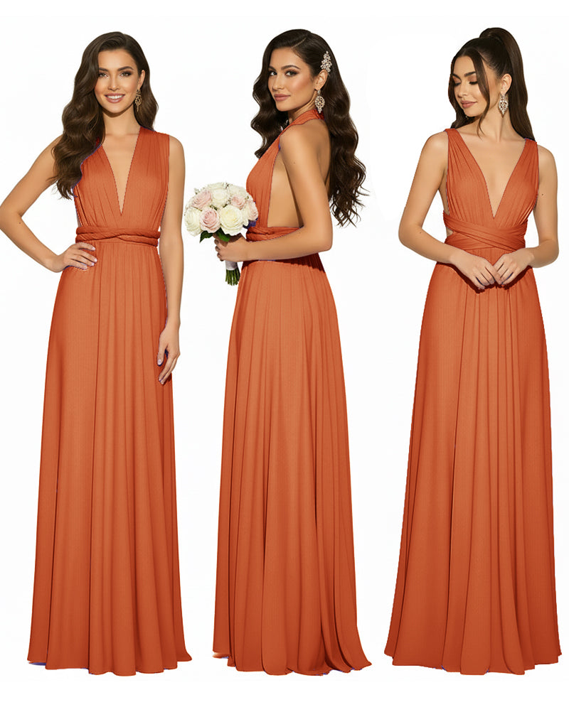 Multiway Convertible Infinity Wrap Maxi Dress Regular Plus size Wedding Bridal Party Bridemaids Gownburnt orange 