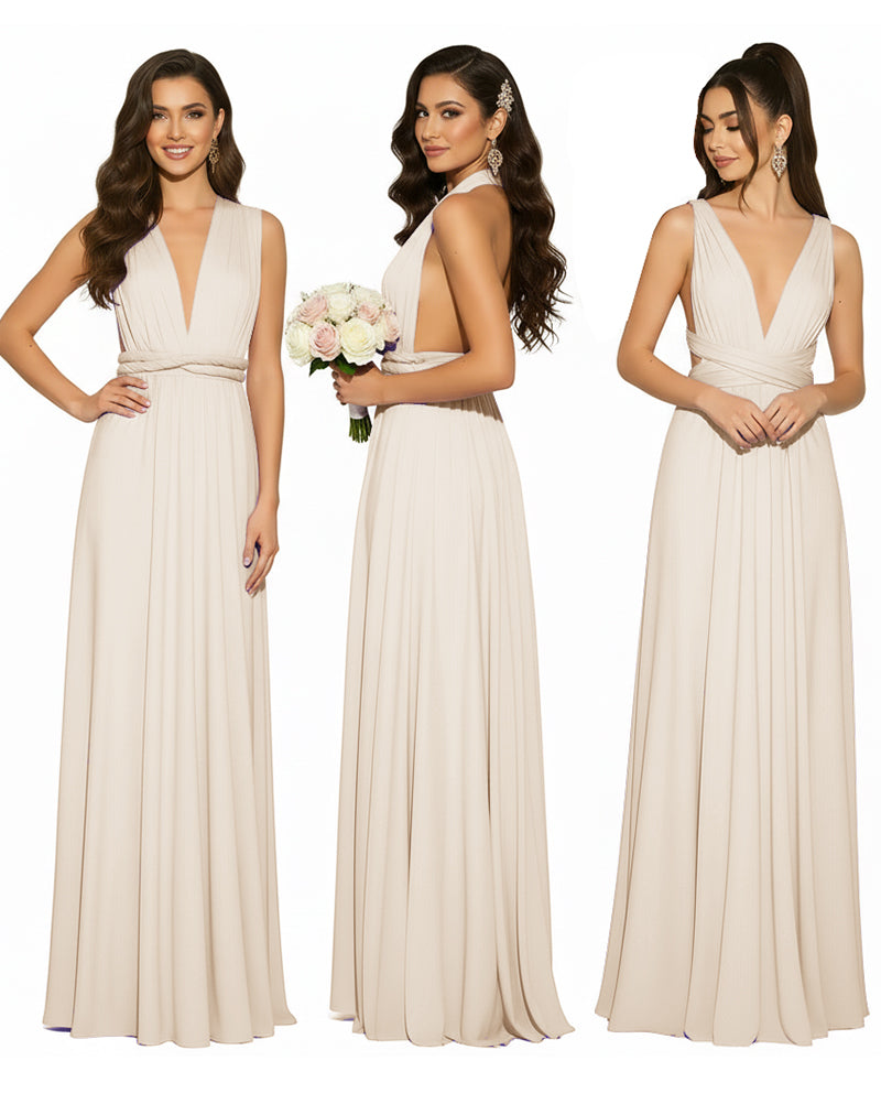 Multiway Convertible Infinity Wrap Maxi Dress Regular Plus size Wedding Bridal Party Bridemaids Gownchampagne 