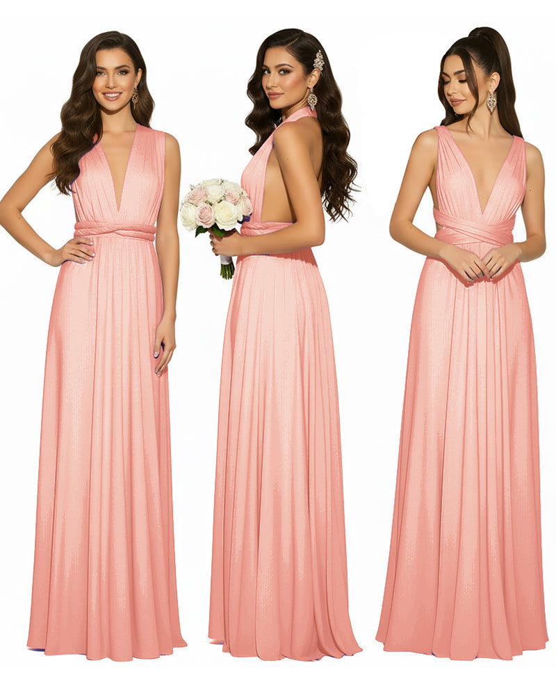 Multiway Convertible Infinity Wrap Maxi Dress Regular Plus size Wedding Bridal Party Bridemaids Gowncoral 