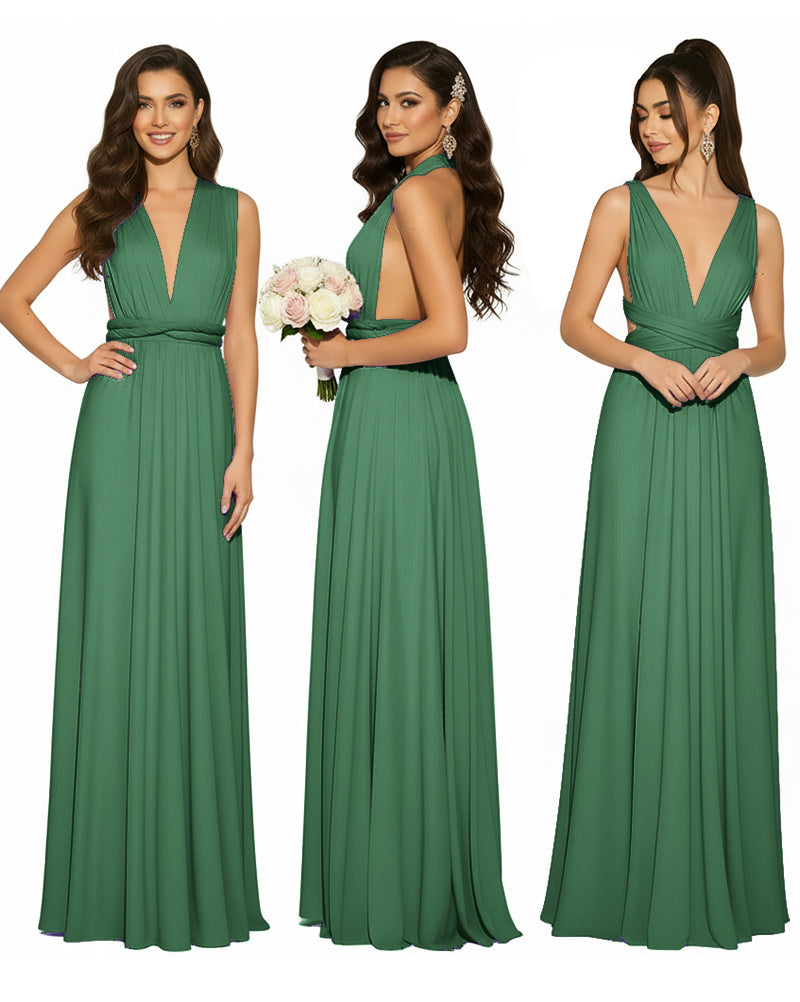 Multiway Convertible Infinity Wrap Maxi Dress Regular Plus size Wedding Bridal Party Bridemaids Gowndark green 