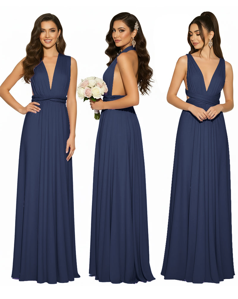 Multiway Convertible Infinity Wrap Maxi Dress Regular Plus size Wedding Bridal Party Bridemaids Gowndark navy 
