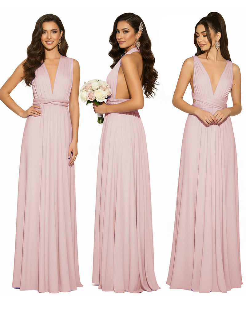 Multiway Convertible Infinity Wrap Maxi Dress Regular Plus size Wedding Bridal Party Bridemaids Gowndusty rose 