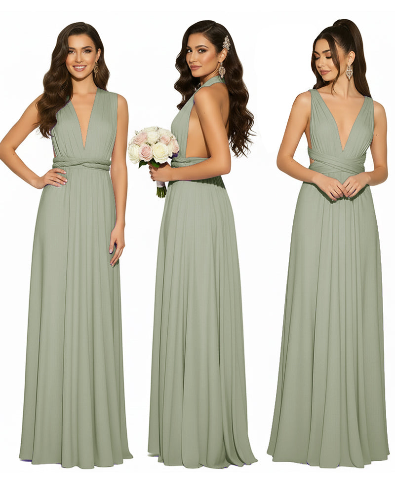Multiway Convertible Infinity Wrap Maxi Dress Regular Plus size Wedding Bridal Party Bridemaids Gowndusty sage 
