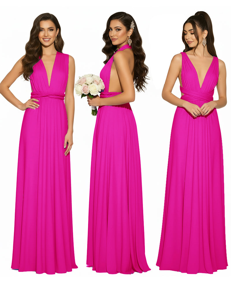 Multiway Convertible Infinity Wrap Maxi Dress Regular Plus size Wedding Bridal Party Bridemaids Gownfuchsia 