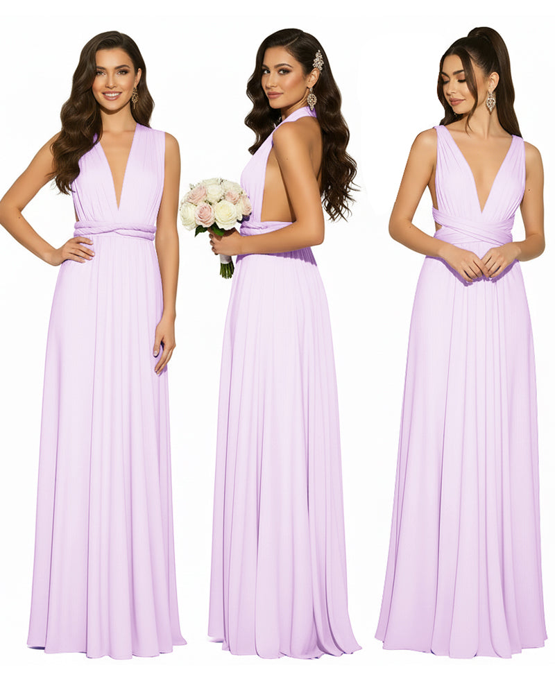 Multiway Convertible Infinity Wrap Maxi Dress Regular Plus size Wedding Bridal Party Bridemaids Gownlilac 