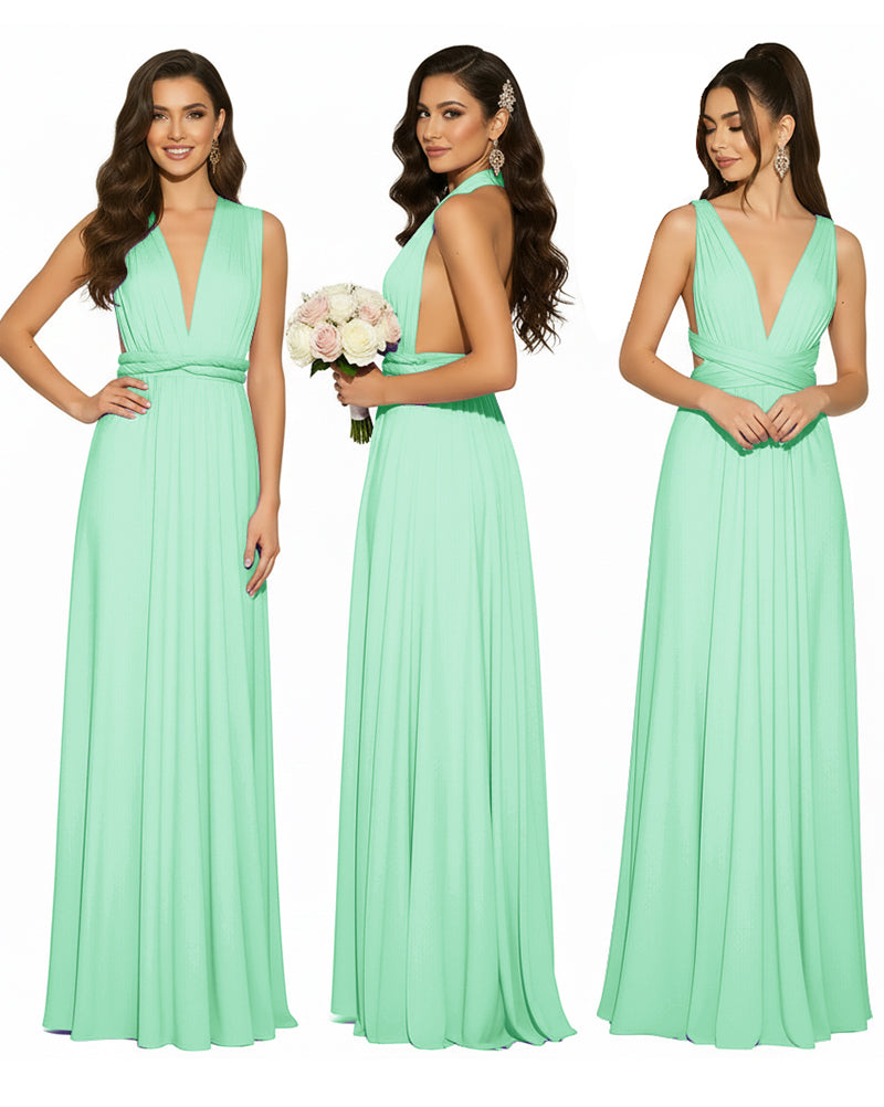 Multiway Convertible Infinity Wrap Maxi Dress Regular Plus size Wedding Bridal Party Bridemaids Gownmint green 