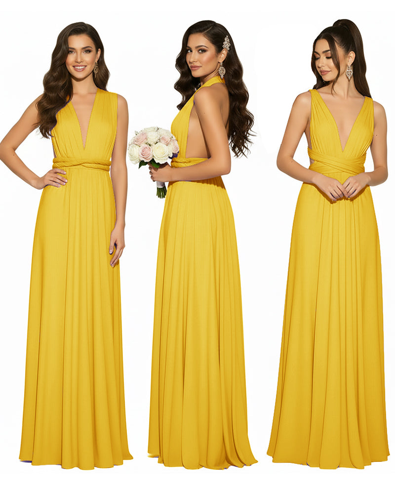 Multiway Convertible Infinity Wrap Maxi Dress Regular Plus size Wedding Bridal Party Bridemaids Gownmustard yellow 