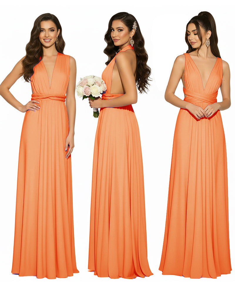 Multiway Convertible Infinity Wrap Maxi Dress Regular Plus size Wedding Bridal Party Bridemaids Gownorange 