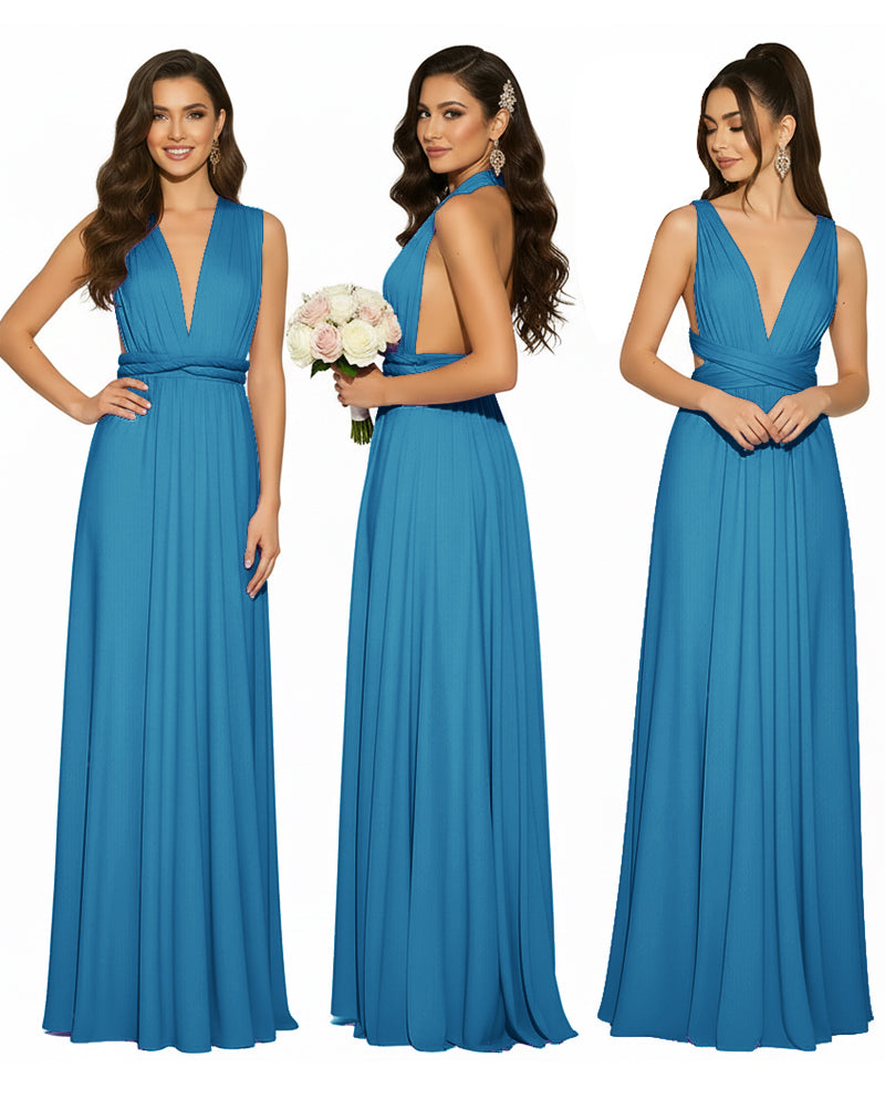 Multiway Convertible Infinity Wrap Maxi Dress Regular Plus size Wedding Bridal Party Bridemaids Gownpeacock blue 