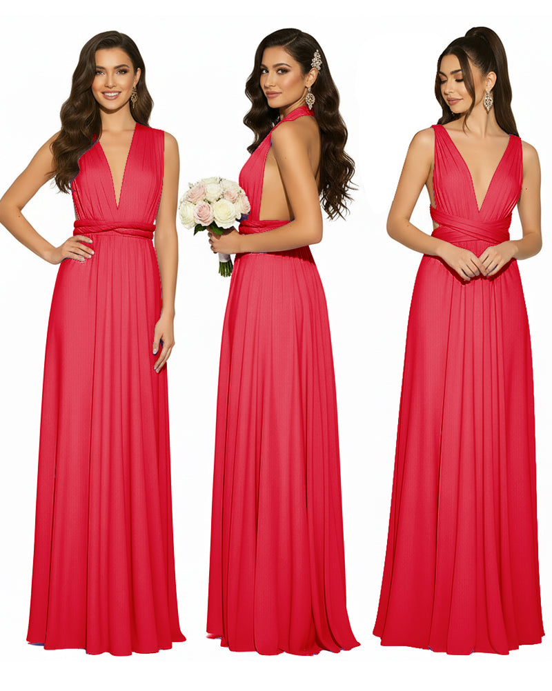 Multiway Convertible Infinity Wrap Maxi Dress Regular Plus size Wedding Bridal Party Bridemaids Gownred 