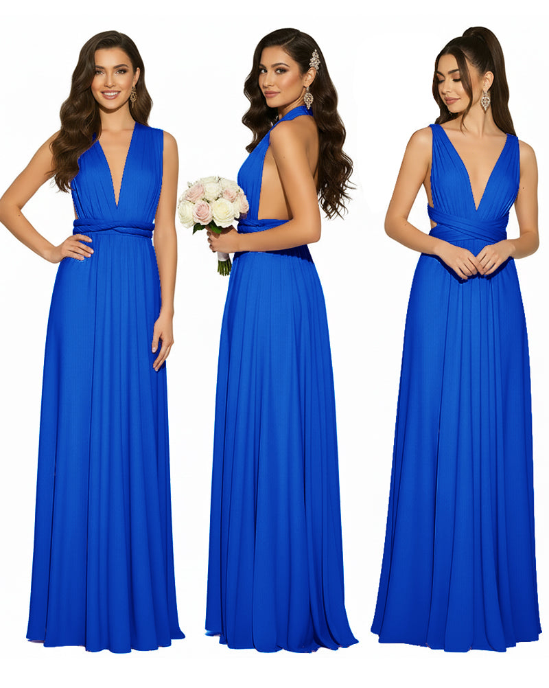 Multiway Convertible Infinity Wrap Maxi Dress Regular Plus size Wedding Bridal Party Bridemaids Gownroyal blue 