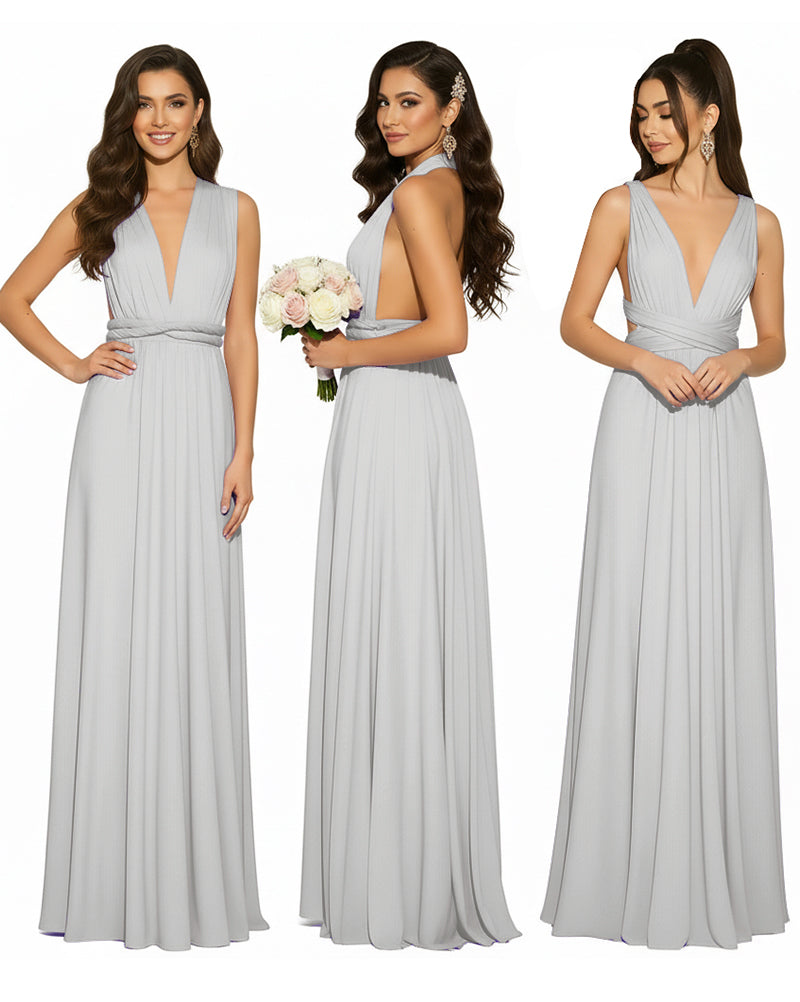 Multiway Convertible Infinity Wrap Maxi Dress Regular Plus size Wedding Bridal Party Bridemaids Gownsilver 