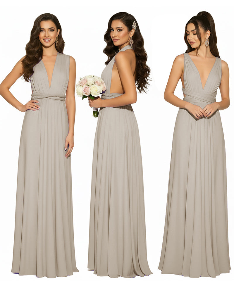 Multiway Convertible Infinity Wrap Maxi Dress Regular Plus size Wedding Bridal Party Bridemaids Gowntaupe 