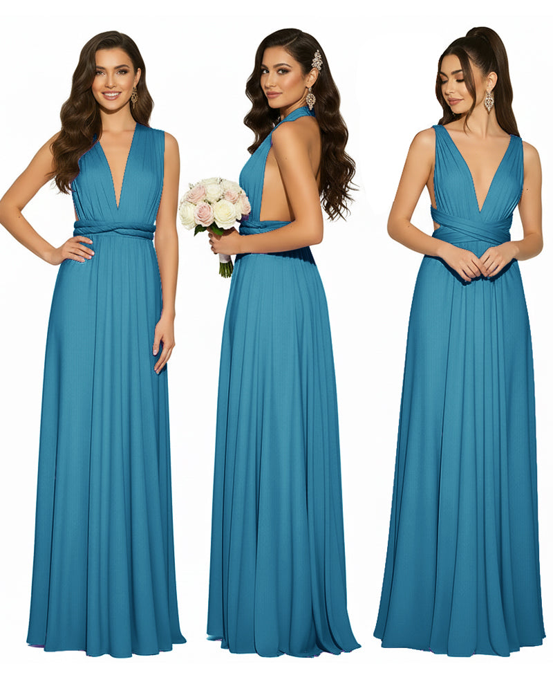 Multiway Convertible Infinity Wrap Maxi Dress Regular Plus size Wedding Bridal Party Bridemaids Gownteal blue 