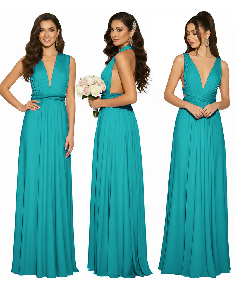 Multiway Convertible Infinity Wrap Maxi Dress Regular Plus size Wedding Bridal Party Bridemaids Gownteal green 