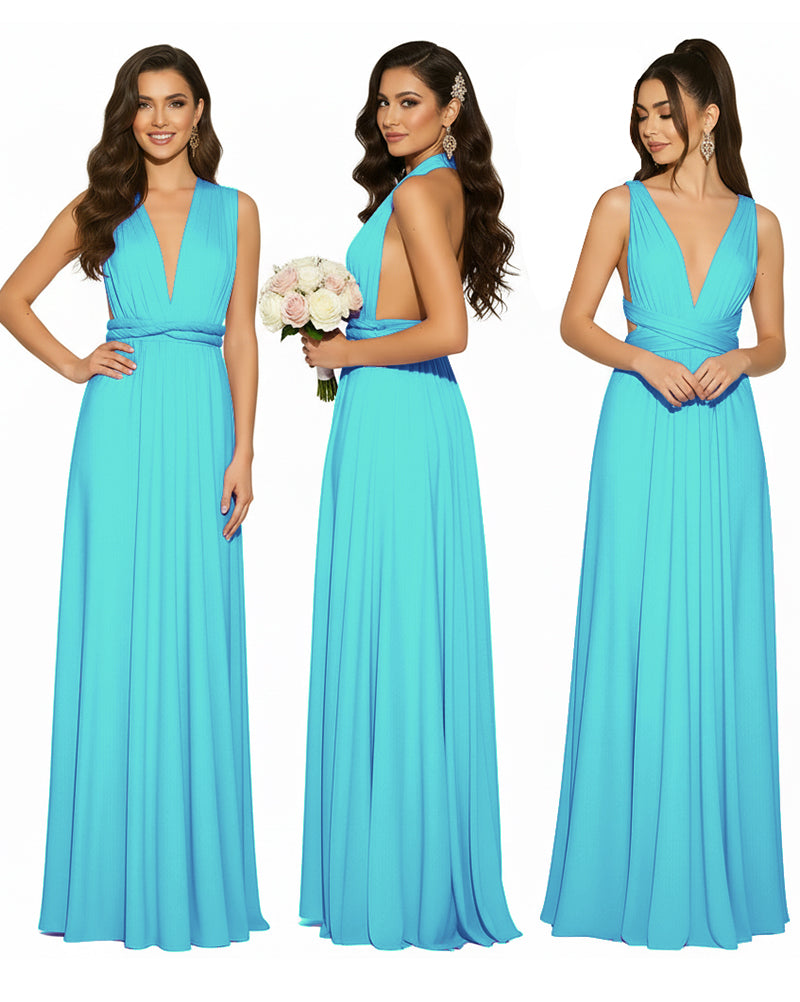 Multiway Convertible Infinity Wrap Maxi Dress Regular Plus size Wedding Bridal Party Bridemaids Gownturquoise blue 