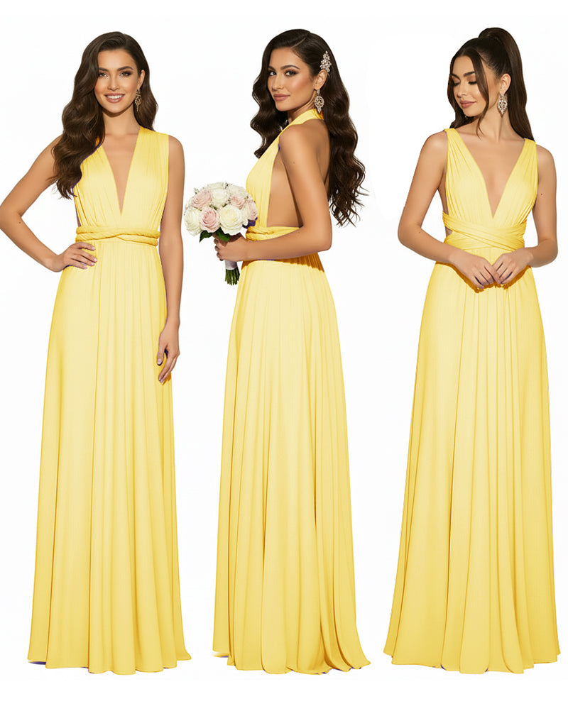 Multiway Convertible Infinity Wrap Maxi Dress Regular Plus size Wedding Bridal Party Bridemaids Gownyellow 
