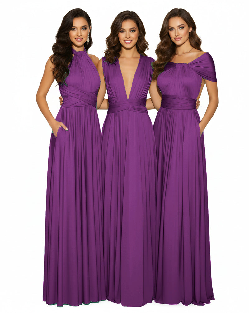 Wedding Guest Convertible Infinity Maxi Dress with Pockets Convertible Regular Plus size Wedding Bridal Party Bridemaids Gowngrape 