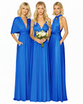 Multi-Way Convertible Infinity Dress with Pockets Regular Plus size Wedding Bridal Party Bridemaids Gownroyal blue 