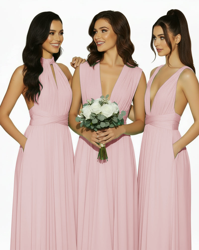Multiway Convertible Infinity Dress with Pockets Regular Plus size Wedding Bridal Party Bridemaids Gowndusty rose 