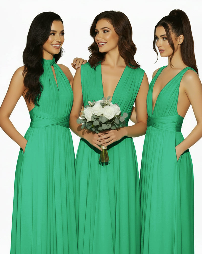 Multiway Convertible Infinity Dress with Pockets Regular Plus size Wedding Bridal Party Bridemaids Gownemerald 