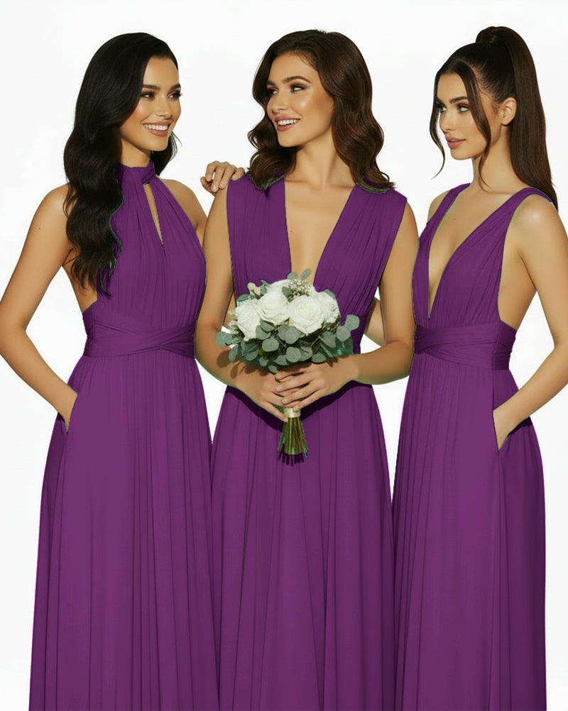 Multiway Convertible Infinity Dress with Pockets Regular Plus size Wedding Bridal Party Bridemaids Gowngrape 
