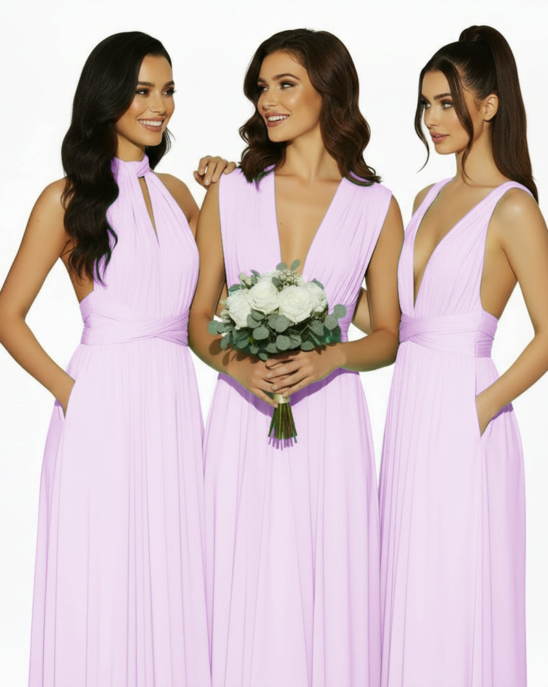 Multiway Convertible Infinity Dress with Pockets Regular Plus size Wedding Bridal Party Bridemaids Gownlilac 
