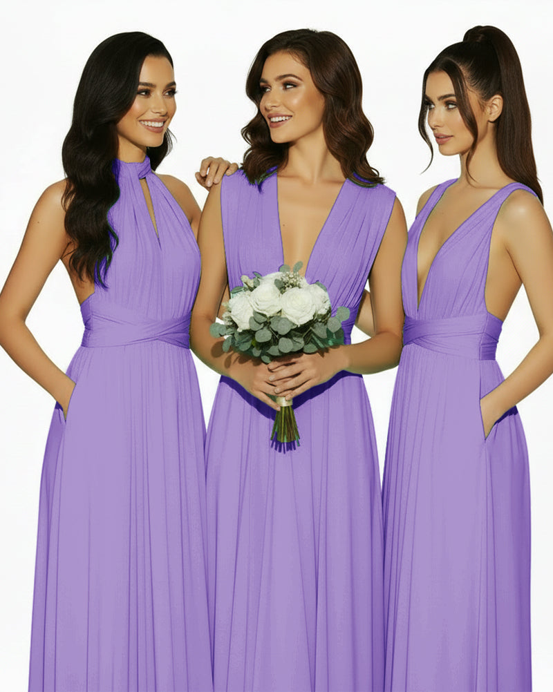 Multiway Convertible Infinity Dress with Pockets Regular Plus size Wedding Bridal Party Bridemaids Gown