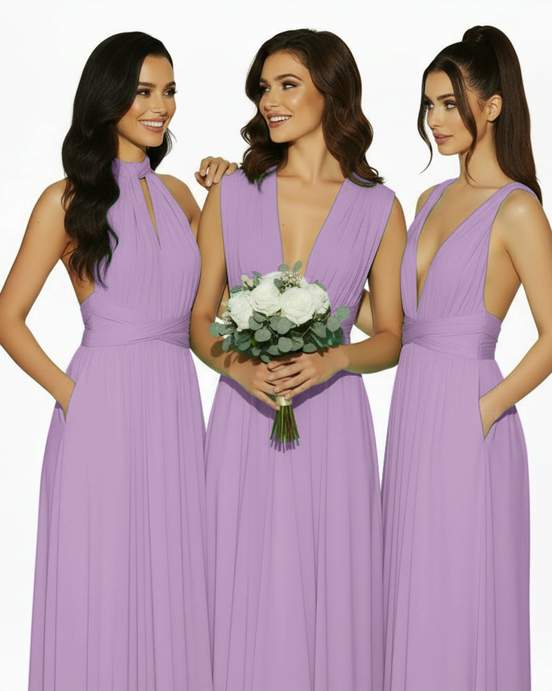 Multiway Convertible Infinity Dress with Pockets Regular Plus size Wedding Bridal Party Bridemaids Gownwisteria mauve 