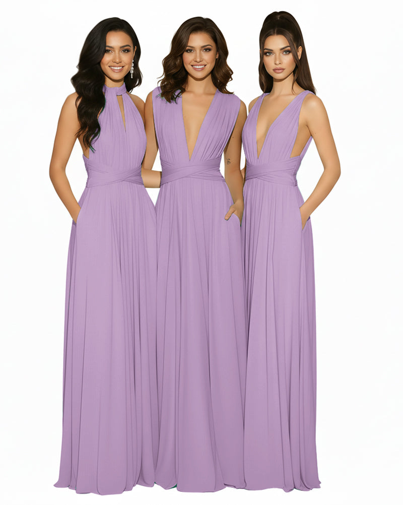 Transformable Bridesmaid Convertible Infinity Dress with Pockets Regular Plus size Wedding Bridal Party Bridemaids Gownwisteria mauve 