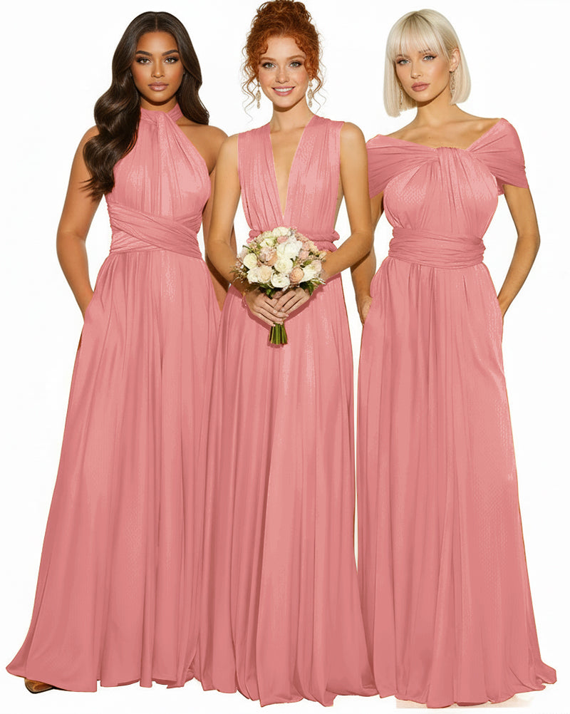 Transformable Infinity Maxi Dress with Pockets Regular Plus size Wedding Bridal Party Bridemaids Gownblushing pink 