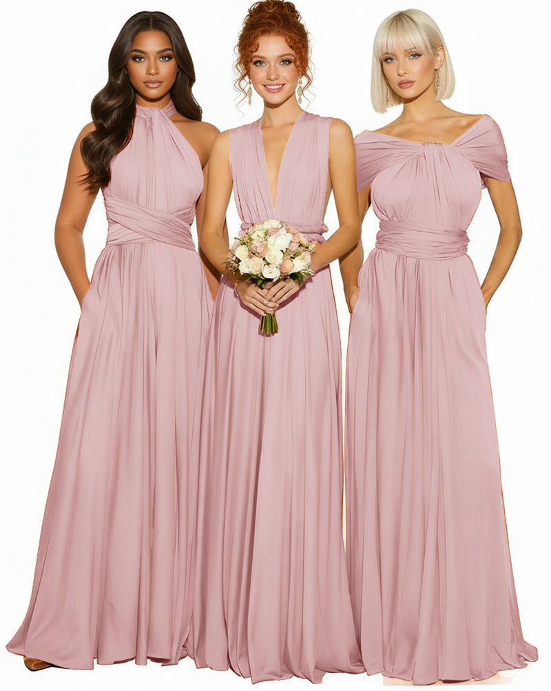 Transformable Infinity Maxi Dress with Pockets Regular Plus size Wedding Bridal Party Bridemaids Gowndusty rose 