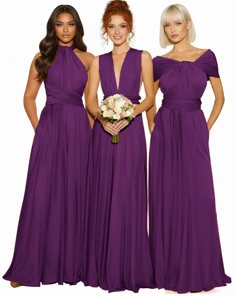Transformable Infinity Maxi Dress with Pockets Regular Plus size Wedding Bridal Party Bridemaids Gowngrape 
